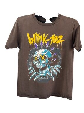 Blink-182 Brown Skull Graphic Band T-Shirt Y2K Emo Pop Punk Grunge READ